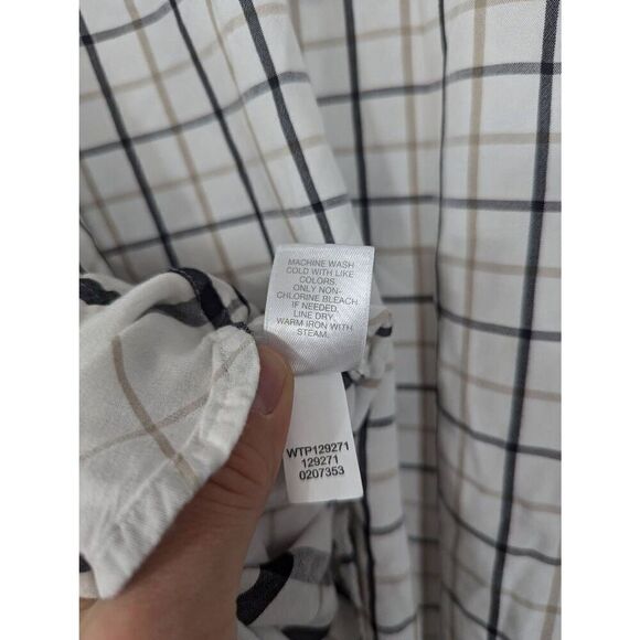 J. Jill plaid button up shirt women's size Large white checked Gauzey tunic flow - Picture 6 of 6